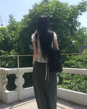 Yuan Frill Square Big Shoulder Bag