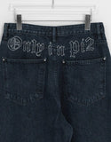 Hendelo Star Rivet Embroidery Balloon Denim Wide Pants