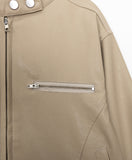 Hepo non-collar cropped leather jumper