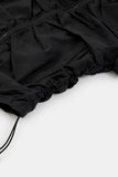 Active hooded nylon shirring zip-up
