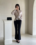 Viola Strap Satin Wrap Blouse