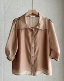 Charlotte See-Through Collar Three Quarter Blouse