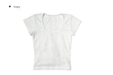 Pomme U Neck Back Slit Strap Short Sleeve Tee
