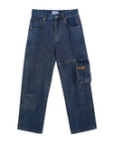 AK. LEATHER LABEL CARGO DENIM
