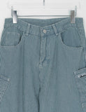 Tsuminko Stripe Balloon Denim Cargo Pants