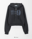 Akira brushed printed crop hood zip-up