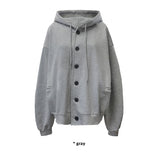 BUTTON OVERSIZED HOODIE ZIP-UP