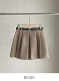 Abeto Pleated Mini Skirt Pants (Belt Set))