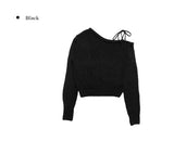 D’lzu One Shoulder Off Ribbon Boucle Knit