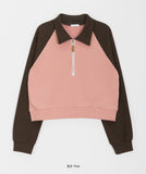 Henbo color matching half-zip crop sweatshirt