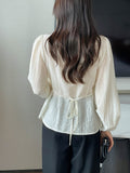 Mion V-neck Shirring Strap Blouse