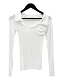 Allv See-Through Unbalanced Collar Tee