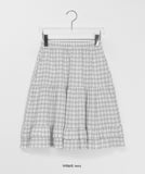 Tour Summer Check Frill Midi Skirt
