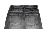 Bent Black Denim Pintuck Wide Pants