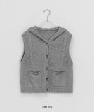 Egelli Cable Button Hood Knit Vest