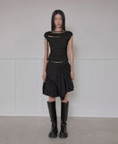 Asymmetrical Draped Strap Roll-Up T-Shirt