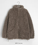 Yuyuri Fluffy Fur High Neck Over Zip-up Jumper