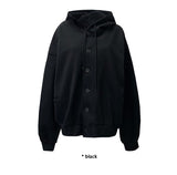 BUTTON OVERSIZED HOODIE ZIP-UP