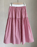 Dite Check Color Matching Banding Flare Skirt