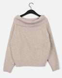 Amu Ribbed Folding Off-Shoulder Knit