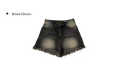 Leon Damage Washing Short Denim Pants