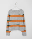 Enmode color stripe round cardigan