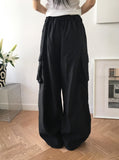 Adic Double Pocket Pintuck Cargo Two-Way Long Wide Jogger Pants