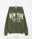 Yoku lettering brushed hood cardigan
