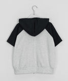 Heiru lettering crop two-way short sleeve hood zip-up