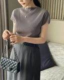 Aluah Half Neck Pleated T-Blouse