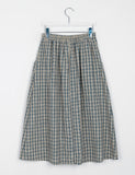 Gentew seersucker check pocket banding long skirt