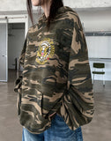 American embroidery camo overfit hoodie