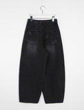 Dokoi Black Blue Damage Balloon Wide Denim Pants