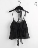 Allu Scarf Set Chiffon Can Can Frill Sleeveless Blouse