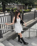 Husi Lace Ribbon Bustier One Piece