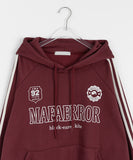 Yunaki Track Color Matching Raglan Lettering Hoodie