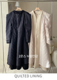 Abode No Collar Puff Flare Long Coat