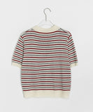 Totree Summer Stripe Collar Short-Sleeved Knit