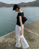 Rood Off Shoulder Shirring Sleeveless Top