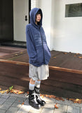 LETTERING STRIPE KNIT HOODIE