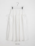 Fruity ribbon banding cargo flare long skirt
