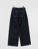 Heine Side Pintuck Stitch Wide Denim Pants