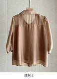 Charlotte See-Through Collar Three Quarter Blouse