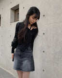 Dinto Muffler Unbalance Cardigan Set