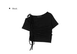 Chyuleu One-Shoulder Unbalanced Shirring Tee
