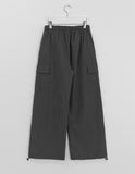 Wet Nylon Cargo Wide Pants