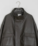 Fukui Pocket String Crop Leather Jumper