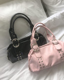 Clun Stud Eyelet Buckle Leather Shoulder Bag