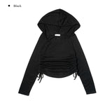 Defen Hood String Long Sleeve T-shirt