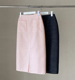 Elisa tweed slit skirt